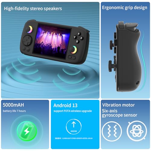 RG 406H Retro Handheld Game Console with 4-inch IPS Screen RGB Lighting Handheld Retro Gaming Console with Android 13 System and 128G TF Card 5000mAh