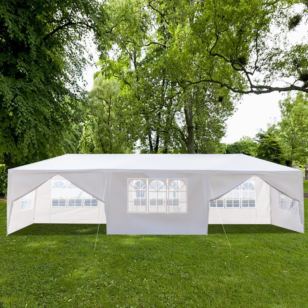SUGIFT 10'x30' Outdoor Canopy Party Wedding Tent White Gazebo with 8 Side Walls
