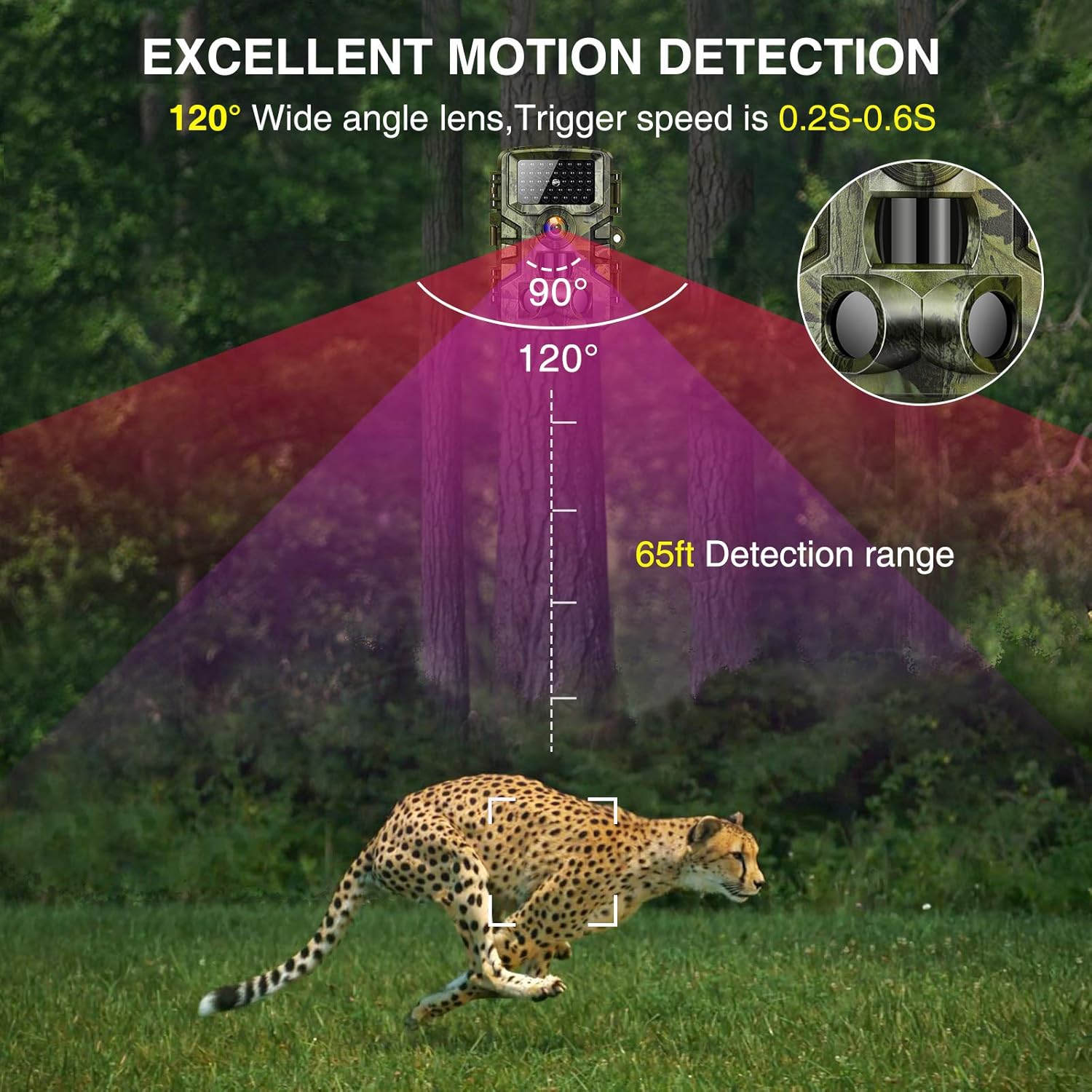 Trail Camera Auto Alarm Function for 150m Sensitive Detection 24MP 1080P Wildlife Camera Trail Cameras with Night Vision Motion Activated Waterproof