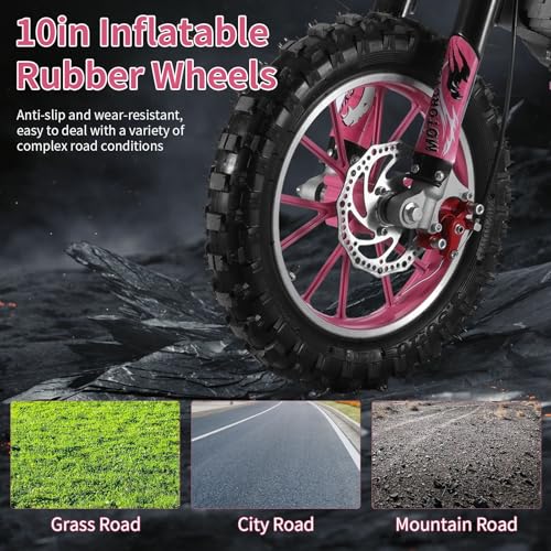 2025 Upgrade 49cc Kids Dirt Bike with Dual Disc Brakes, 2-Stroke 40KM/H Gas Pitbike