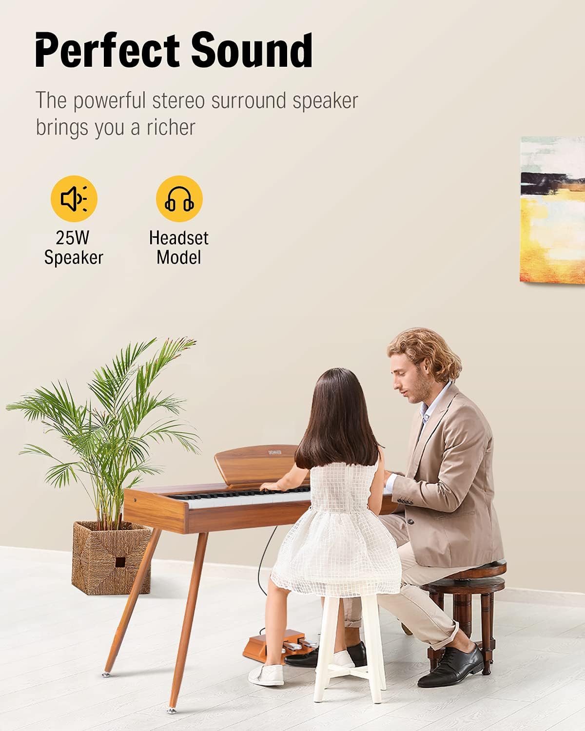 Donner DDP-80 88 Key Weighted Keyboard Piano, Beginner Digital Piano Full Size Electric Keyboard with Stand, Power Adapter