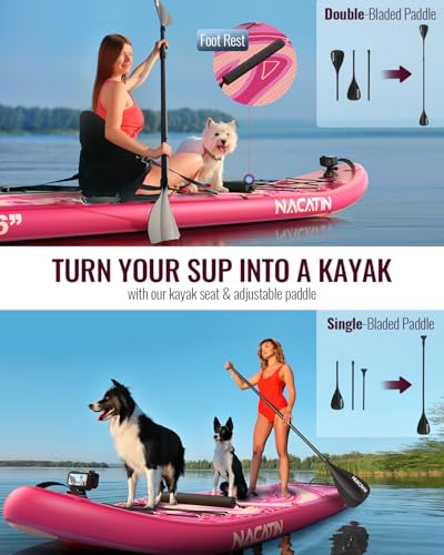 Inflatable Stand Up Paddle Board 12' with Kayak Seat & Dual Paddles &ndash