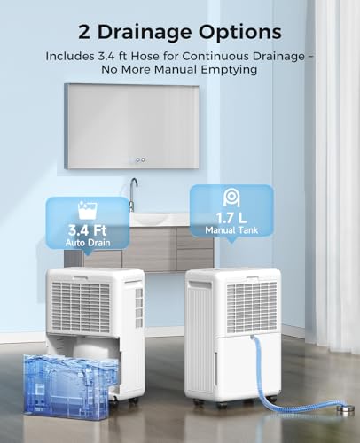 2000 Sq.ft Dehumidifier for Basement, Trazico 30 Pint Dehumidifiers for Home Large Room Bedroom Bathroom with Drain Hose