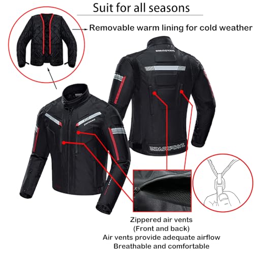 Motorcycle Jacket Motorbike Biker Waterproof Jackets Windproof Full Body Protective Gear Armoured Summer Winter for Men