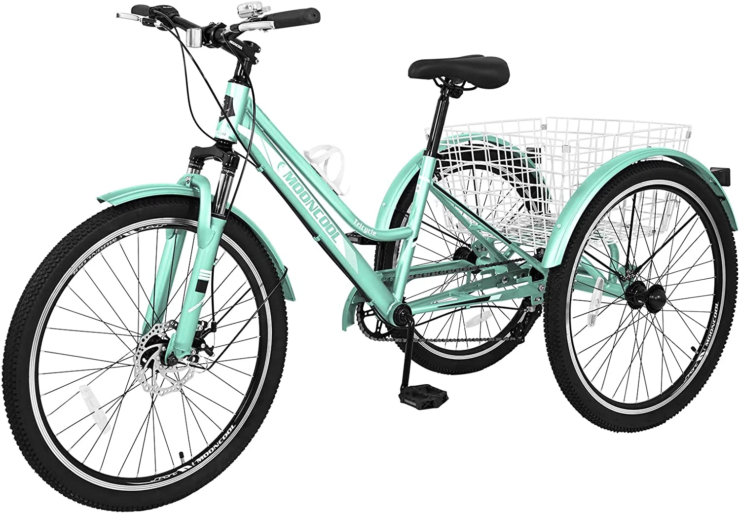 ABORON Adult Mountain Tricycle, 7 Speed Three Wheel Bike, 24/26/27.5 Inch Adults Trikes for Seniors with Shopping Basket