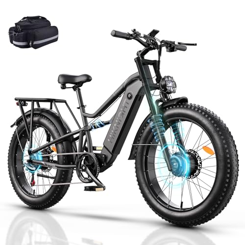 Dual Motor Electric Bike Peak 3000W, 52V 20AH Battery E Bike for Adults 26 Inch Fat Tire Mountain Electric Bicycle 38 MPH