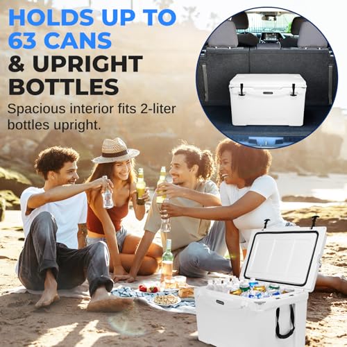 SereneLife Ultra-Tough 45 Quart Rotomolded Cooler Box with Wheels, Holds Upto 56 Cans, Keeps Ice Up to 5 Days