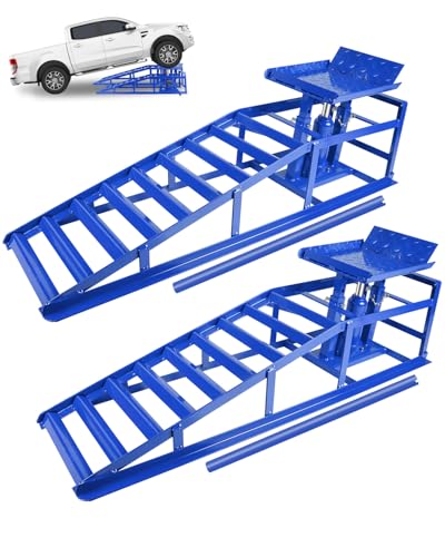 Hydraulic Car Ramps, 5T 11000lbs Low Pro-File Car Lift Service Ramps, Heavy Duty Steel Hydraulic Vehicle Ramps for Car Truck Trailer Garage Repair