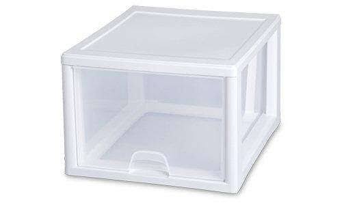 Sterilite, 27 Qt./26 L Stacking Drawer, White, Case of 4