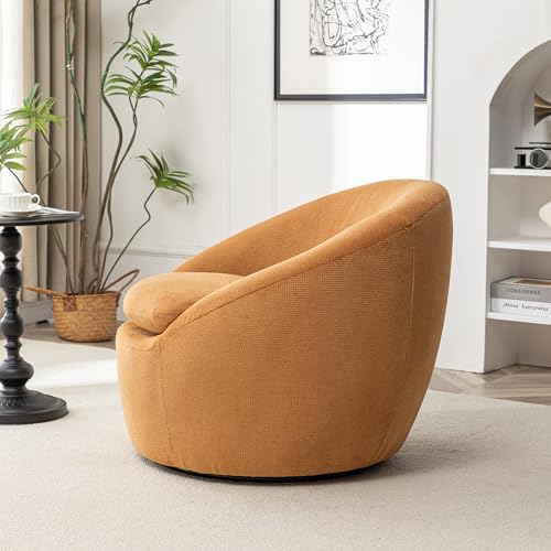 360 Swivel Accent Barrel Chair with Storage Ottoman & Headrest