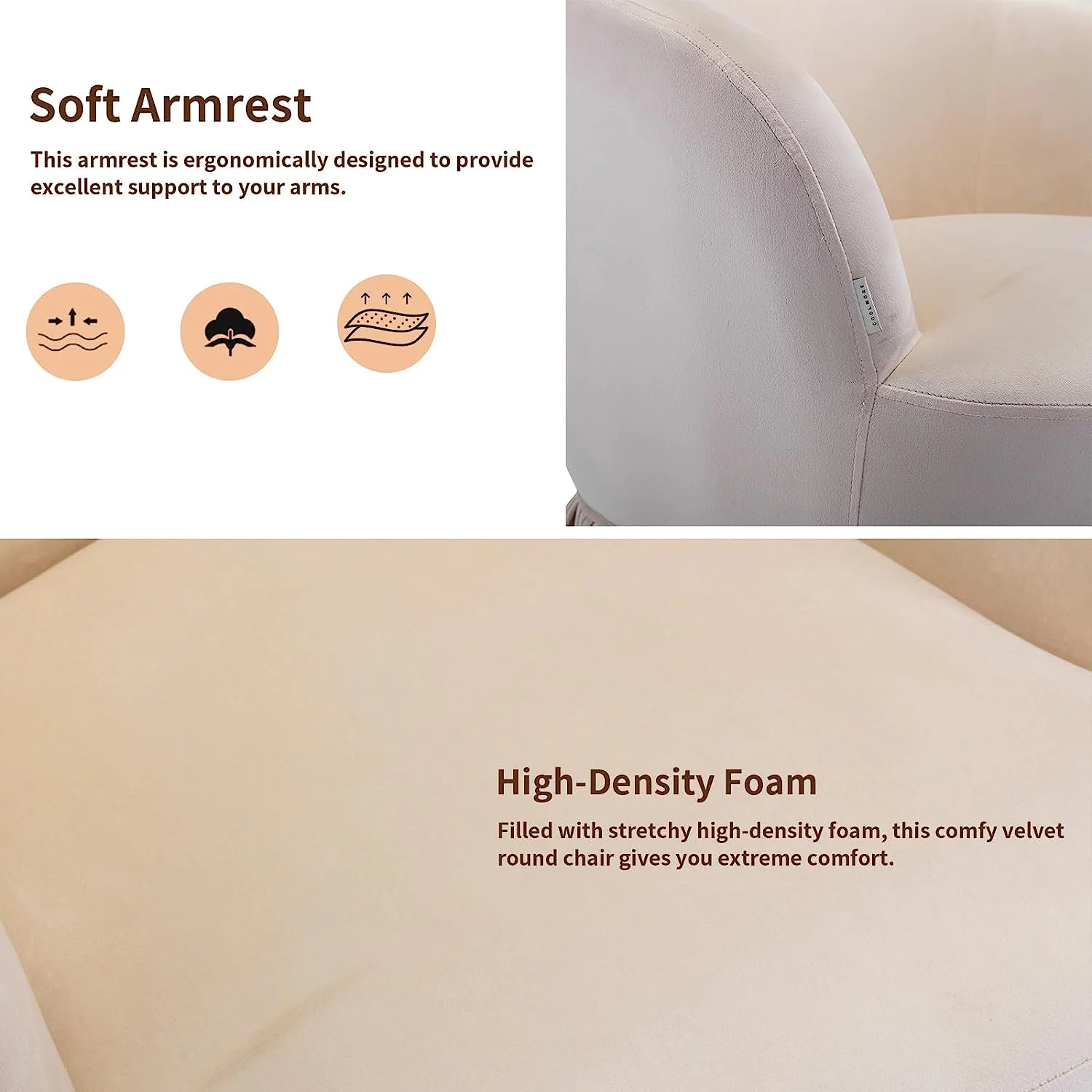 Tabaray Swivel Barrel Chair with Pleated Skirt, 360 Degree Swivel Barrel Club Chair, Comfy Velvet Round Sofa Chair for Living Room