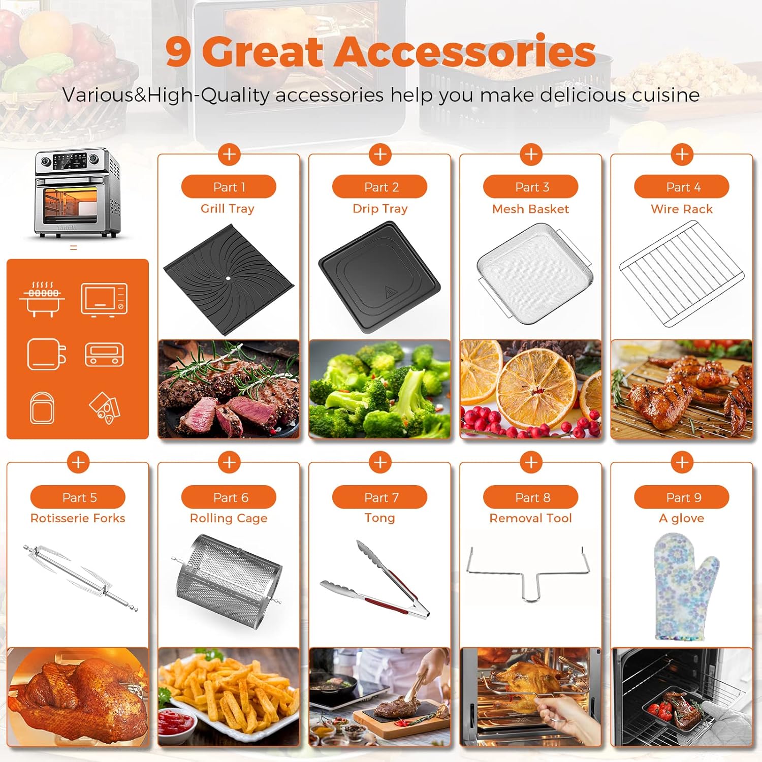 TINTALK Air Fryer Oven 16-Quart: 10-in-1 Airfryer Toaster Oven Combo