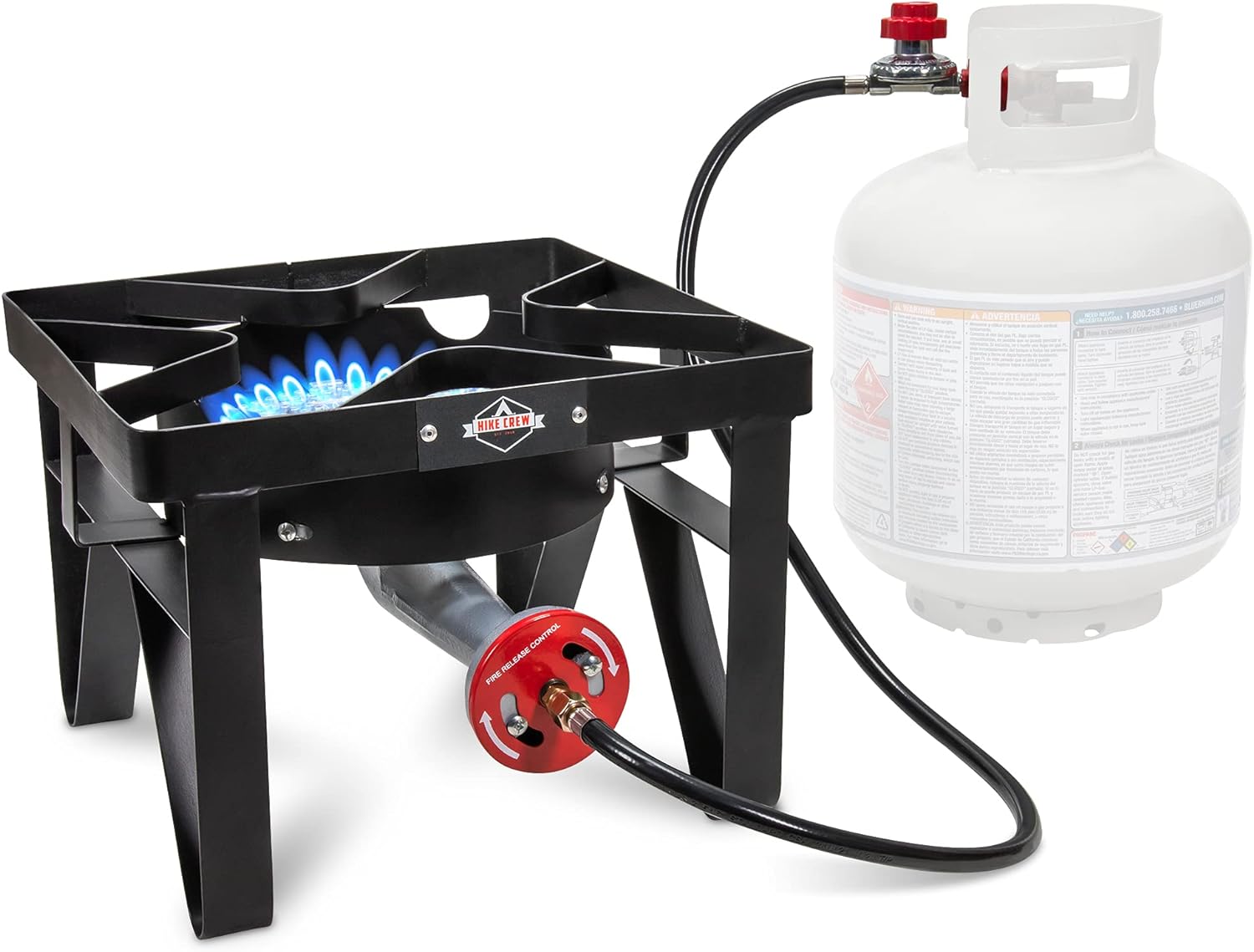 Hike Crew Cast Iron Single-Burner Outdoor Gas Stove | 220,000 BTU Portable Propane-Powered Cooktop | with Blue Flame Air Control Panel