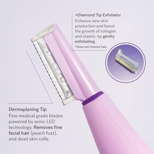 Michael Todd Beauty Sonicsmooth Pro+ Dermaplane Razor for Women Face + Eyebrow trimmer Dermaplaning System w/LED Light Peach Fuzz Remover -16