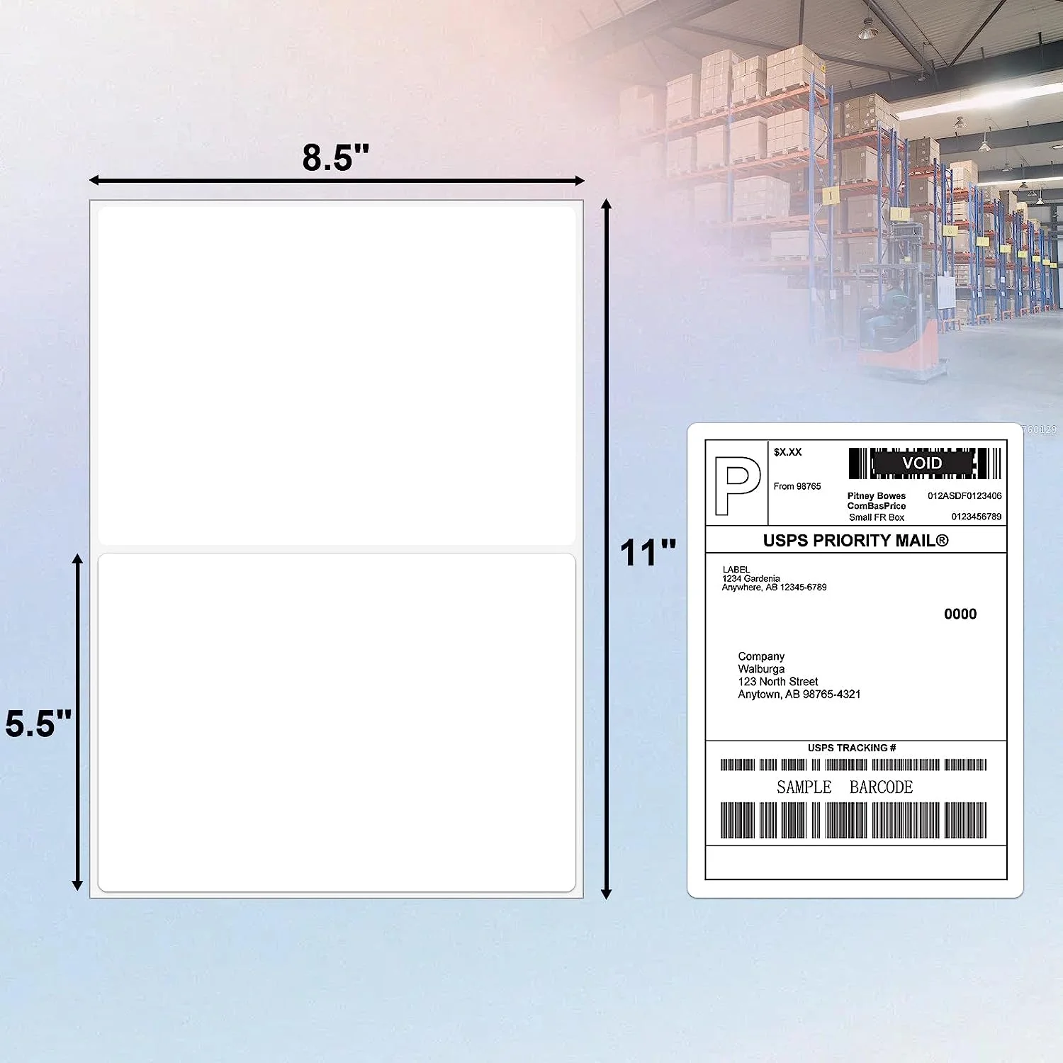NefLaca Half Sheet Labels with Rounded Corner, White Shipping Labels - 5-1/2" X 8-1/2" - 400 Labels