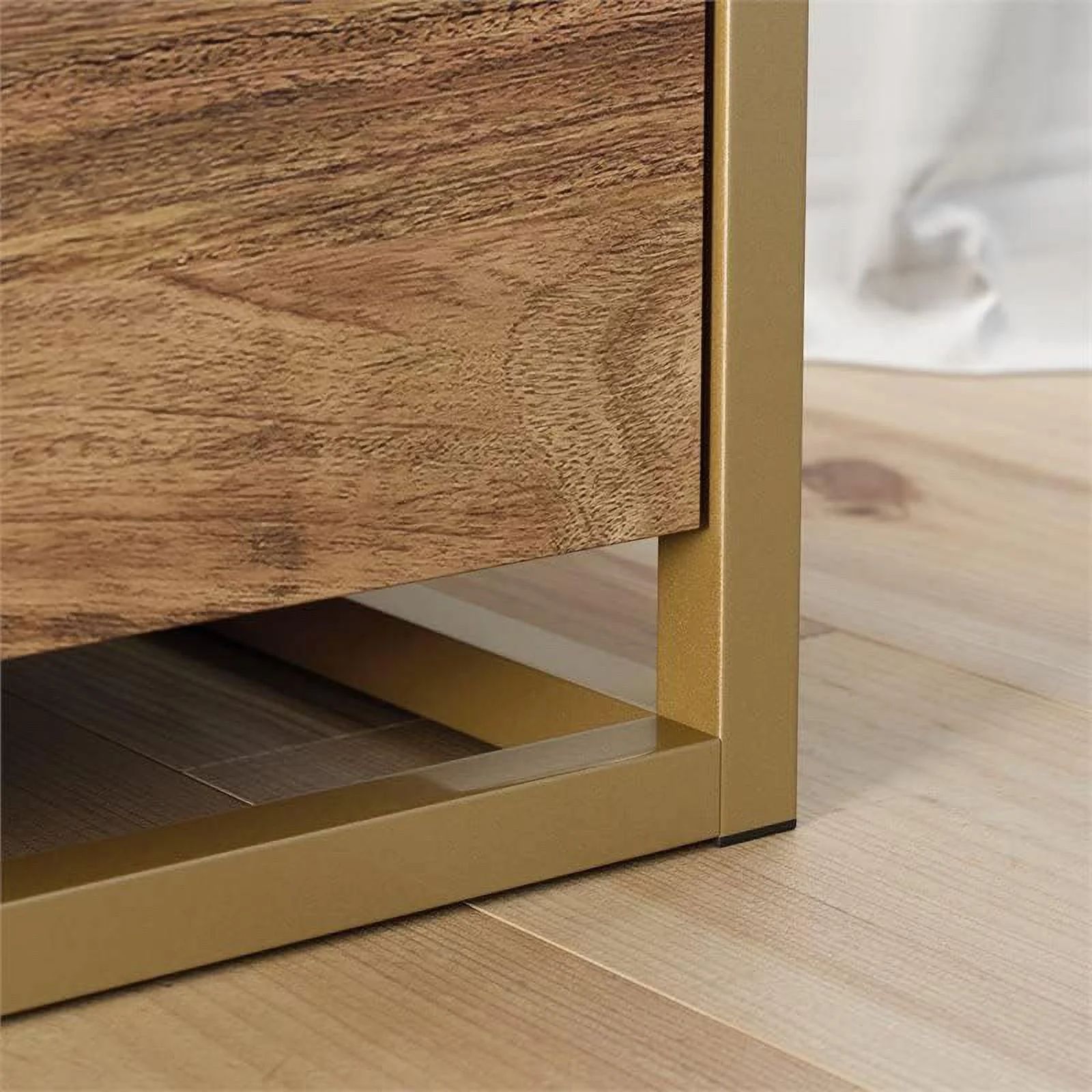 Engineered Wood File Cabinet In Sindoori /Brown/Gold