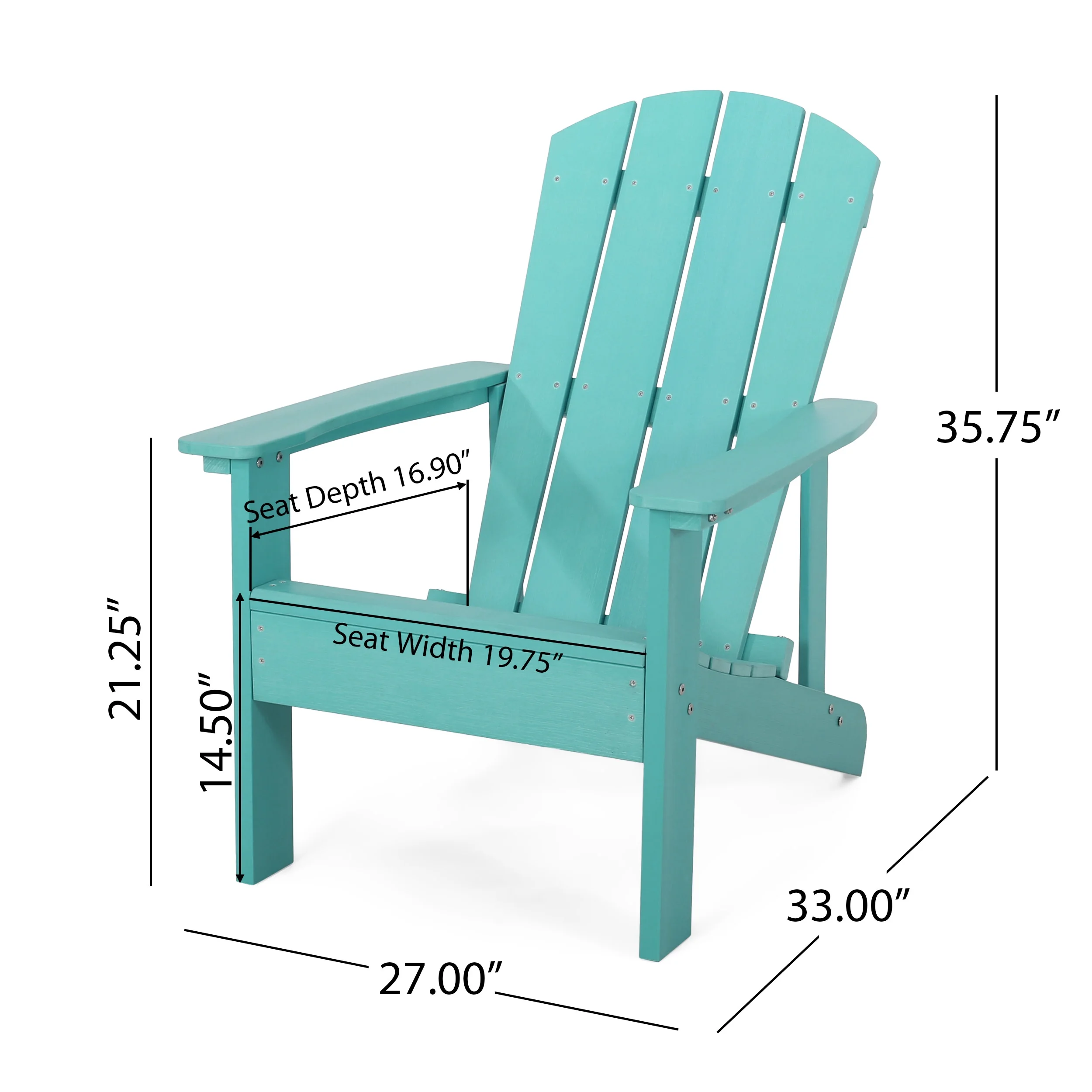 Giulietta Faux Wood Outdoor Adirondack Chair, Teal