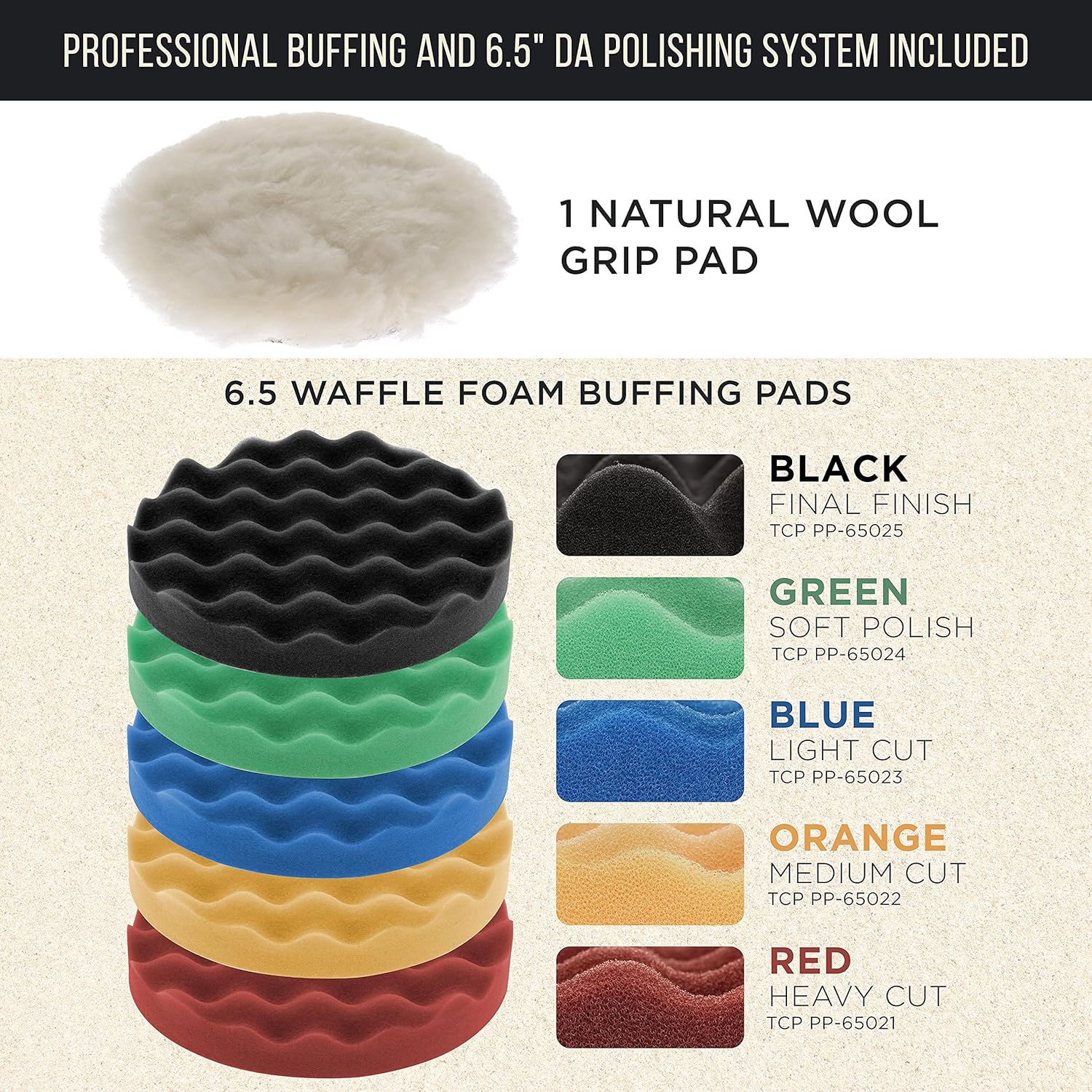 Dura-Gold Heavy Duty 6 Random Orbit Dual-Action Polisher Buffer Sander with Buffing & Polishing 8 Waffle Foam Pad Kit