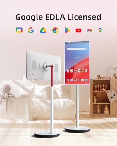 25 Inch Portable TV - Smart Touch Screen with Google Play, Android 14, Qualcomm 8G RAM+128G Storage, 1080P Smart Handy TV with 8MP Camera and Battery