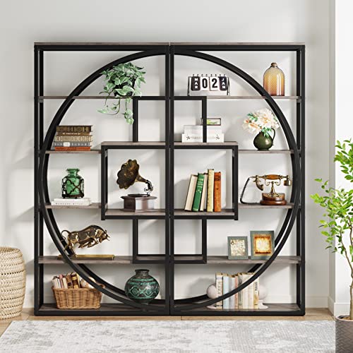 Tribesigns Bookshelf, Industrial 5-Tier Etagere Bookcase, 70.8 inch Tall Bookshelf with 8 Open Storage Shelf