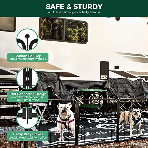 FXW Rollick Dog Playpen for Yard, RV Camping, 32 inch 16 Panels for Small and Medium Dogs│Patented