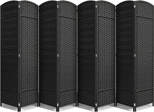 Sorbus 8-Panel Black Room Divider with Double Hinged Panels, 6 ft Tall Folding Privacy Screen