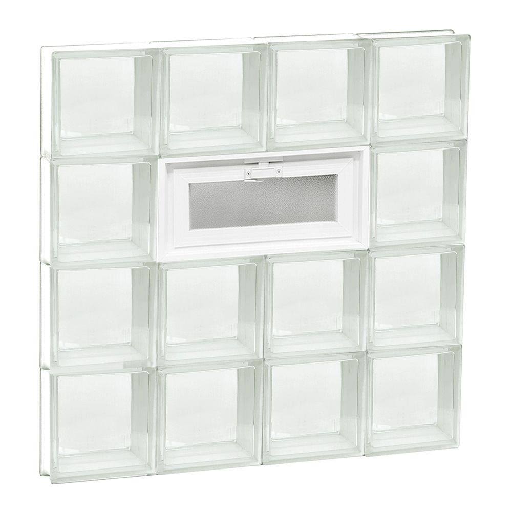 Clearly Secure 31 in. x 31 in. x 3.125 in. Frameless Vented Clear Glass Block Window 3232VCL