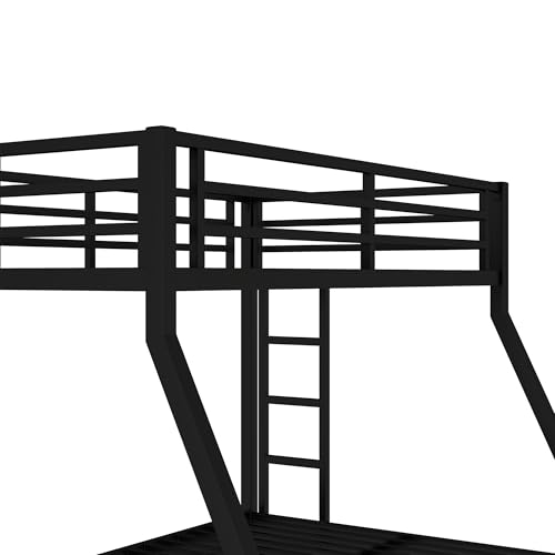 Heavy Duty Bunk Bed Frame with Ladder, Twin XL Over Twin XL Bunk Beds with Safety Guardrails, Adults Bunk Beds with Noise-Reducing Rubber Stoppers