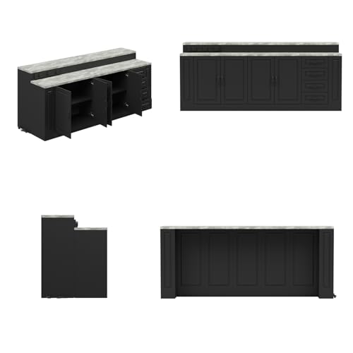 94.5" W Stationary Kitchen Island Storage Cabinet with Built-in Power Outlet, 2 Countertop, Adjustable Shelves & 3 Drawers for Dining Room