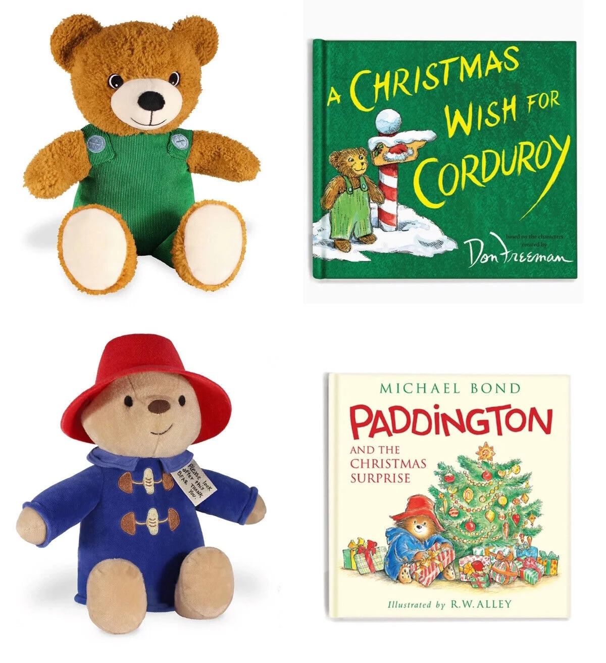 Paddington English Bear & Corduroy With Christmas Books BUNDLE Plush 12” Kohl’s New