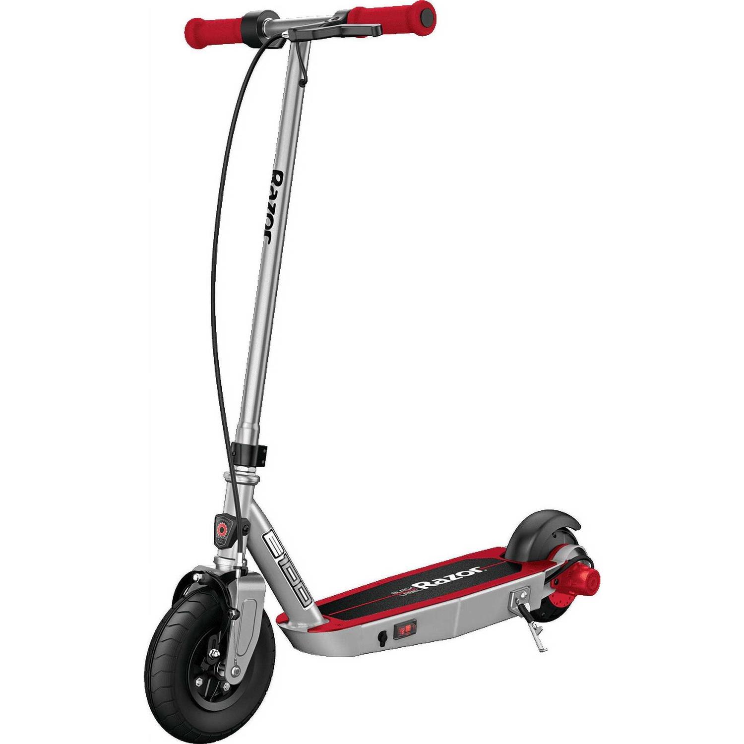 Razor Black Label E100 Electric Scooter Silver/Red up to 10 mph - Sports Supplies Online Store