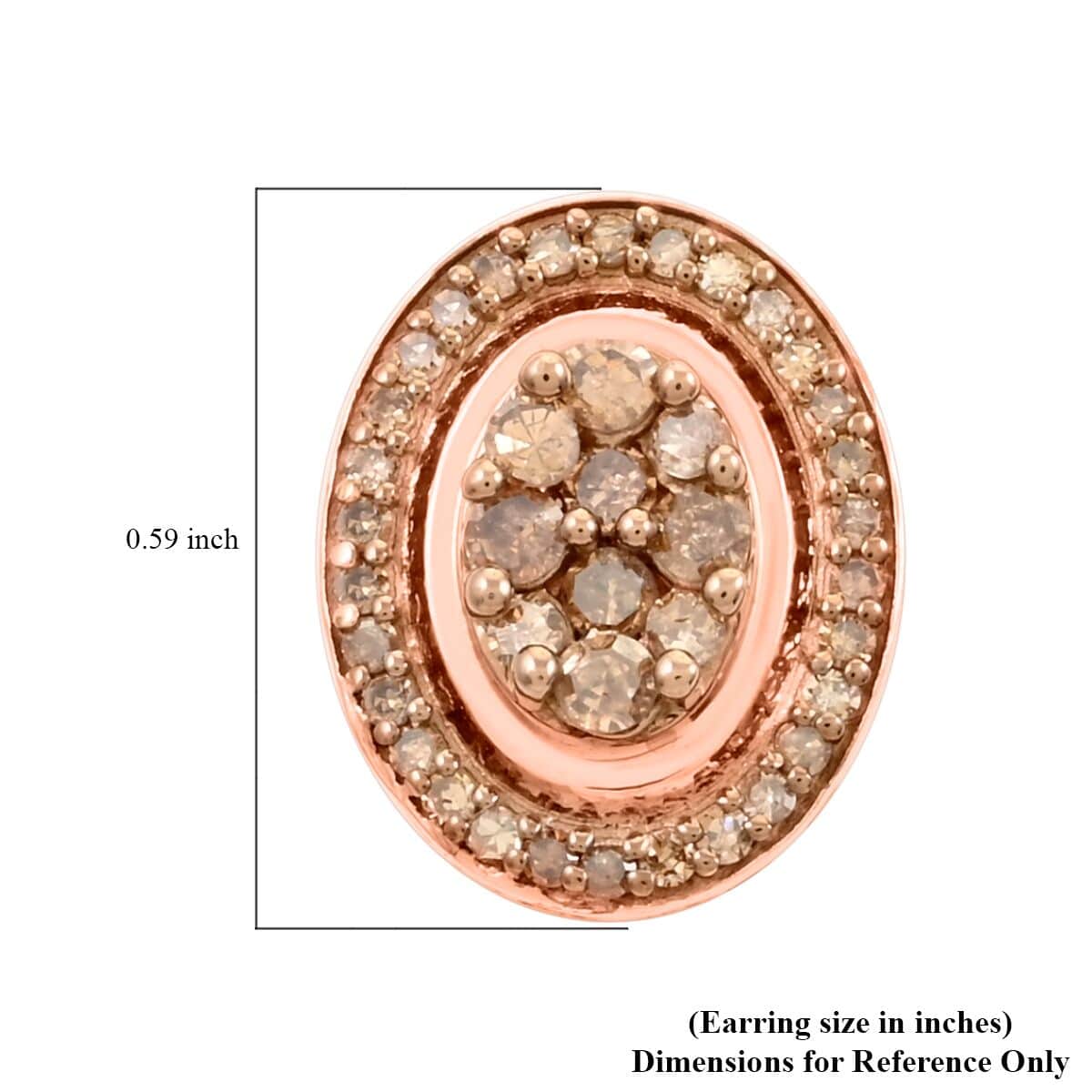 Shop LC Champagne Diamond Round 925 Sterling Silver Vermeil Rose Gold Plated Cluster Stud Solitaire Earrings for Women Jewelry Ct 1 Birthday Gifts