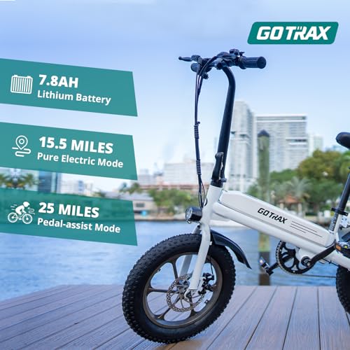 Gotrax S3 Electric Bike, 16x3.0 Fat Tire Electric Bicycle Adults, 750W Peak Motor, Max Range 25 Miles, Up to 20 Mph, Removable Battery