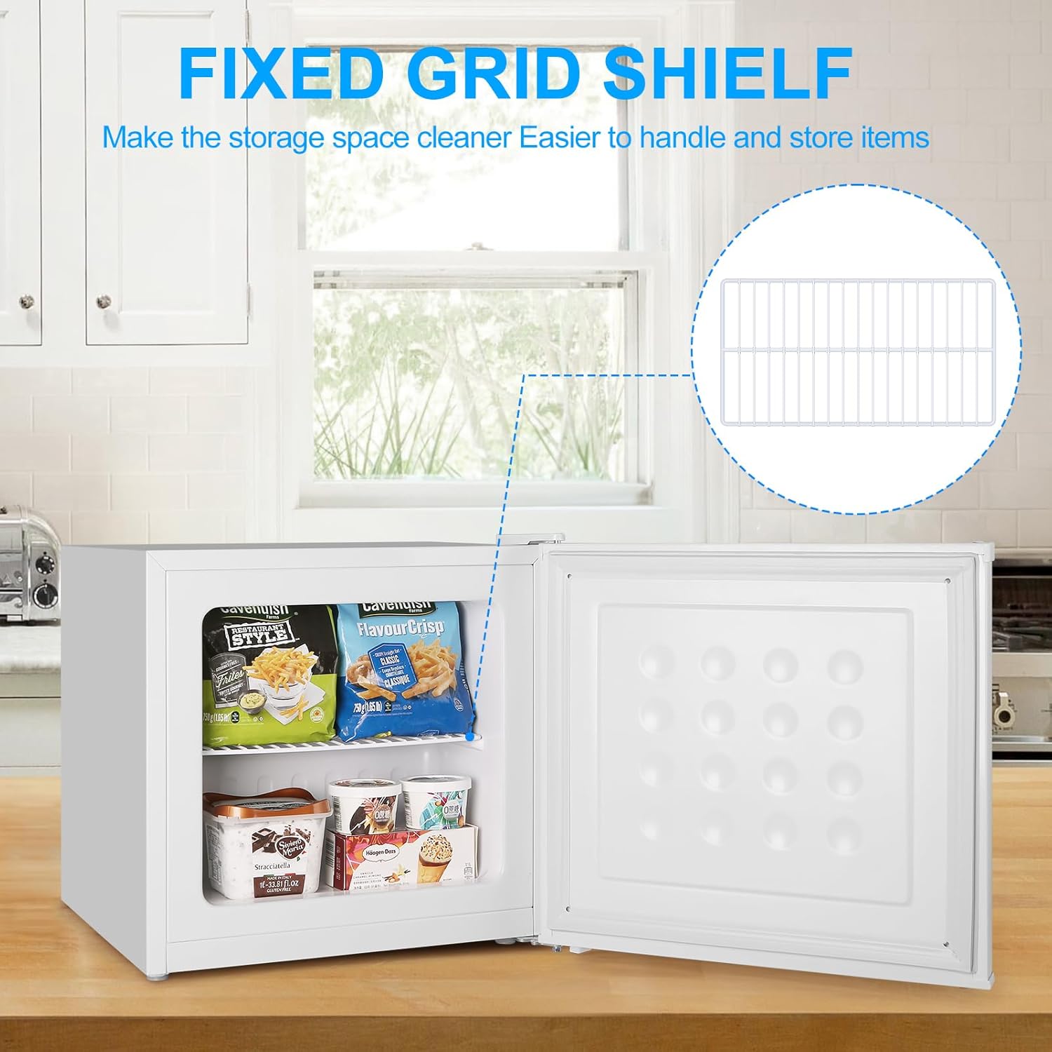 ZAFRO Mini 1.2 Cubic Feet Single Door Removable Shelves,for Home/Apartment/Office Upright freezer, White