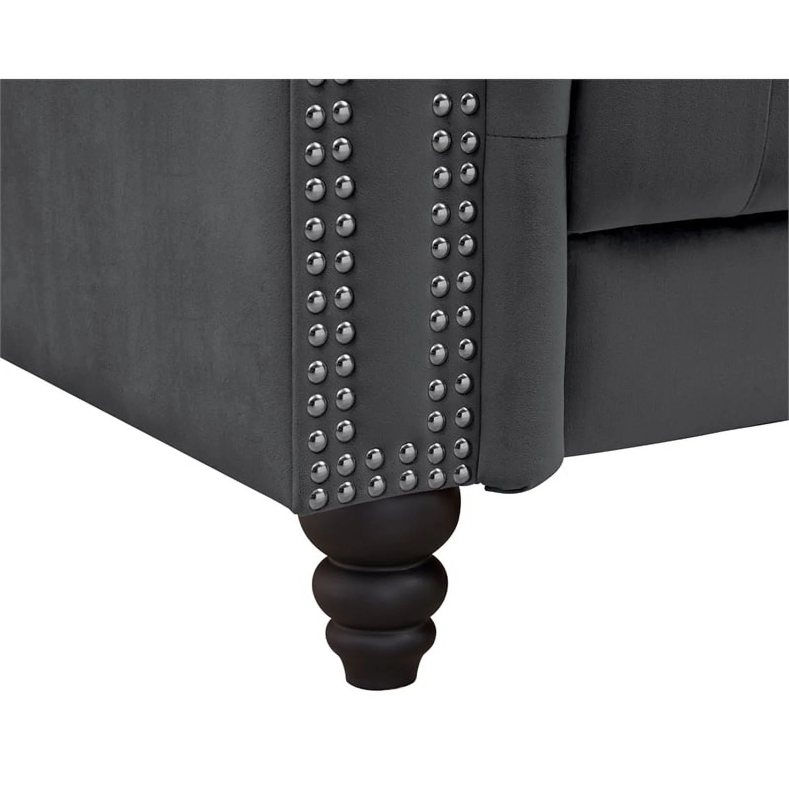 RN Furnishings Chesterfield  68" Button Tufted Velvet Fabric Loveseat-Gray
