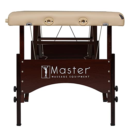Master Massage 28" Argo Portable Massage Table in Cream with Walnut Legs- Spa Bed for Tabletop Exercise & Massage- Beauty Bed Tattoo Bed- Lash Table