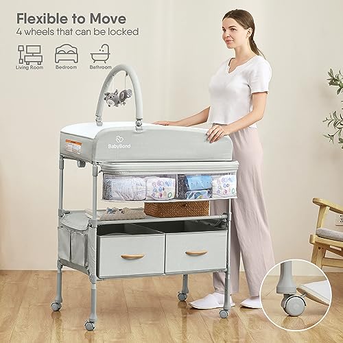 Portable Baby Changing Table with 2 Storage Baskets