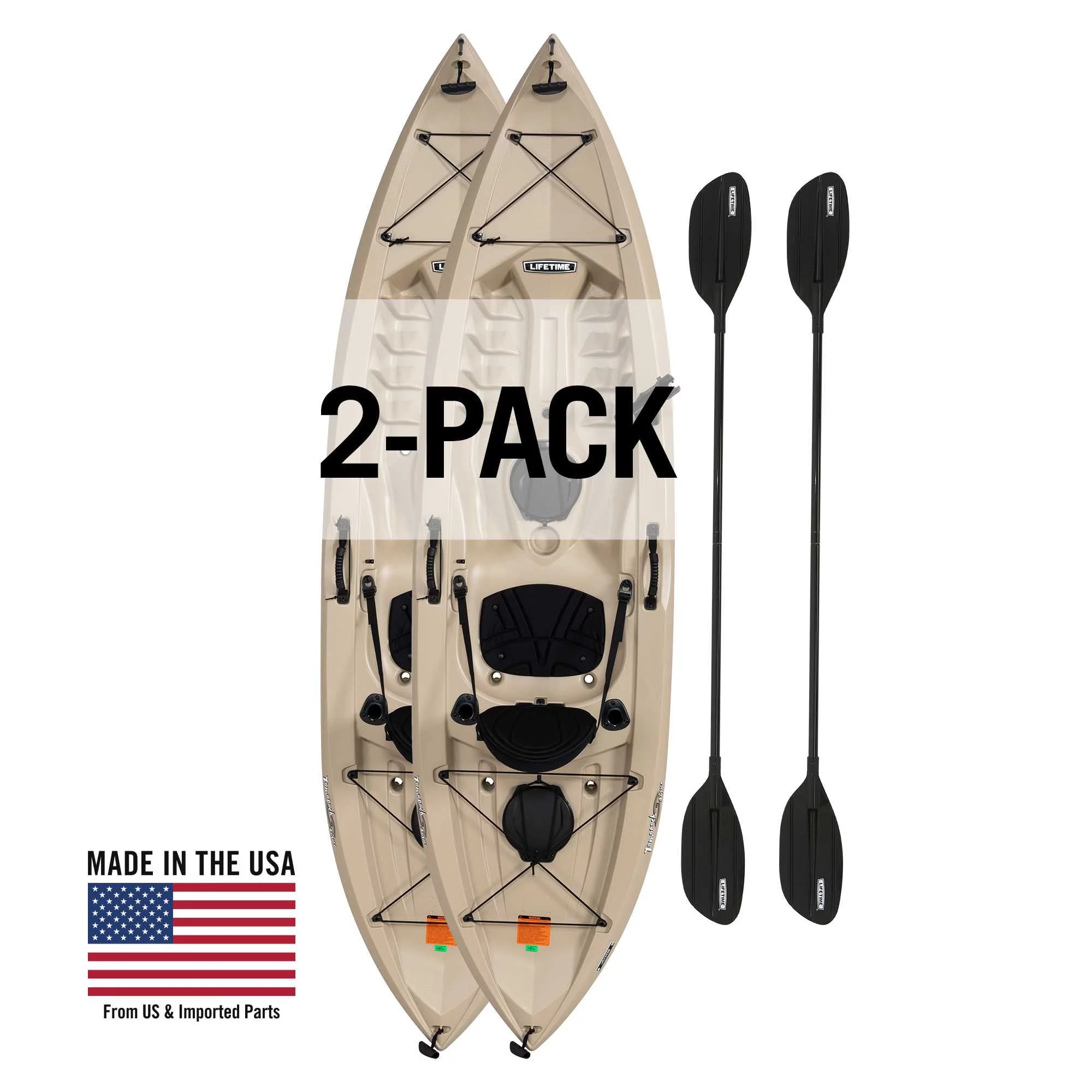 Lifetime Tamarack Angler 100 Fishing Kayak - 2 Pack (Paddles Included), Tan - 90806 - Radiant Selections