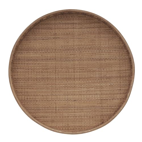 FINECASA Round Rattan Coffee Table, 32'' Wicker Boho Hand-Woven Top