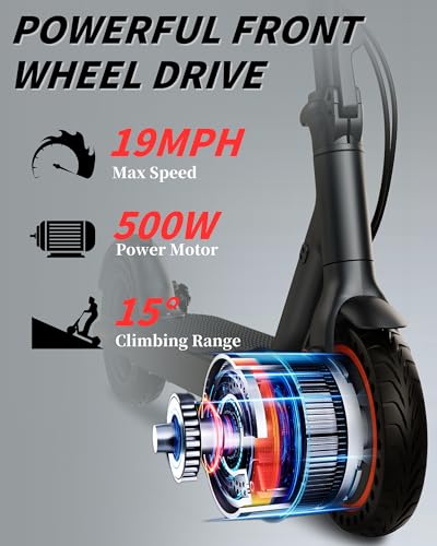 Electric Scooter for Adults, Powerful 500W/1500W Peak Motor, 8.5"/10" Tires, Max 21/28/35 Miles Long Range, Top Speed 19/21/25 MPH, APP