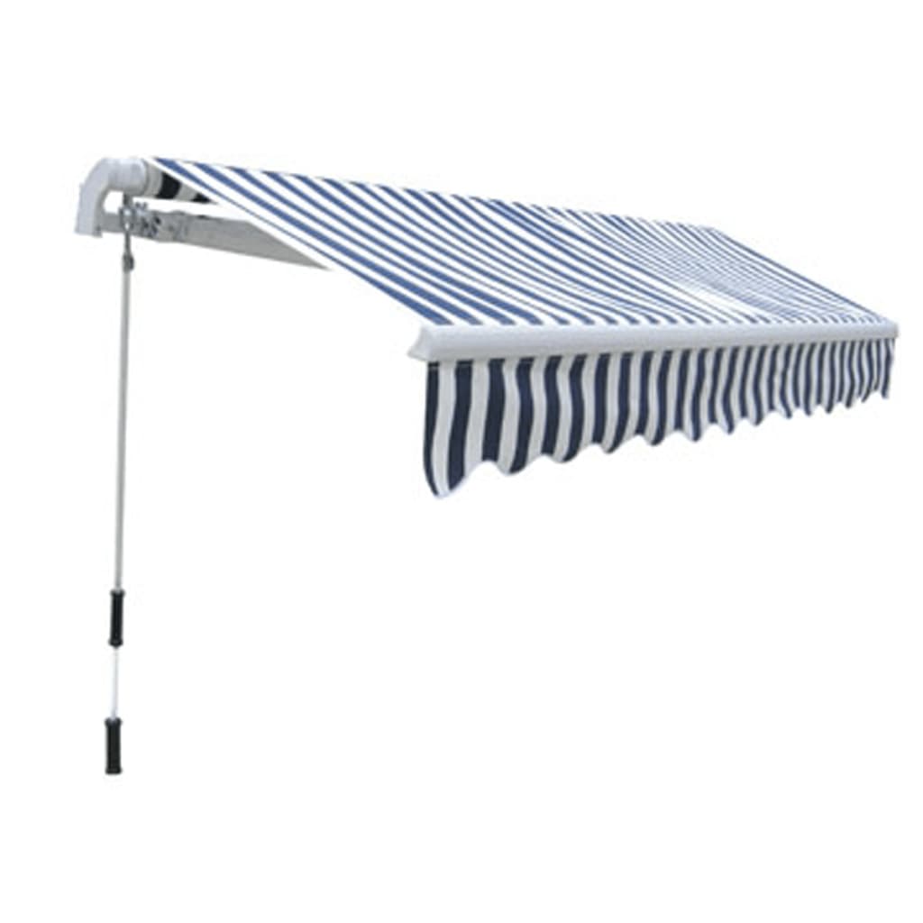 Aibecy Folding Awning Manual Operated 118.1" Blue/White