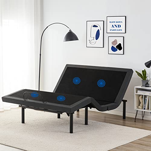 Adjustable Bed Base Frame with 17 Control Functions, Bluetooth App, Dual Massage, Dual USB Ports, Head/Foot Incline,Zero Gravity