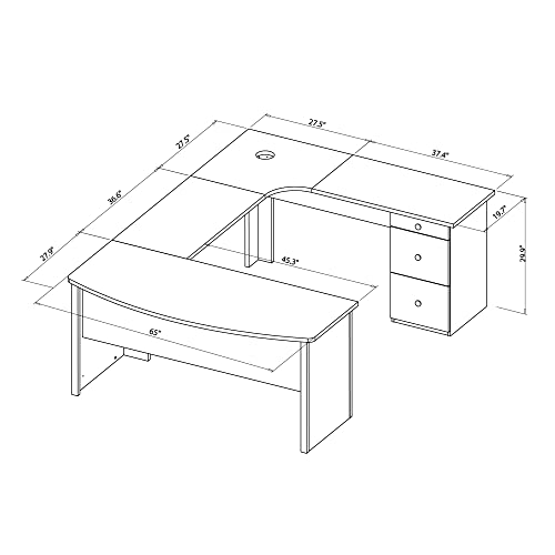 Realspace® Broadstreet 65"W U-Shaped Executive Desk, Walnut