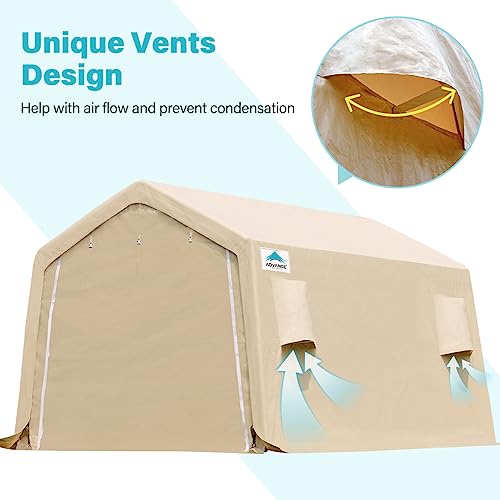 ADVANCE OUTDOOR 10x10 ft Heavy Duty Outdoor Patio Portable Canopy Storage Shelter Shed Carport with 2 Roll up Zipper Doors & Vents for Snowmobile
