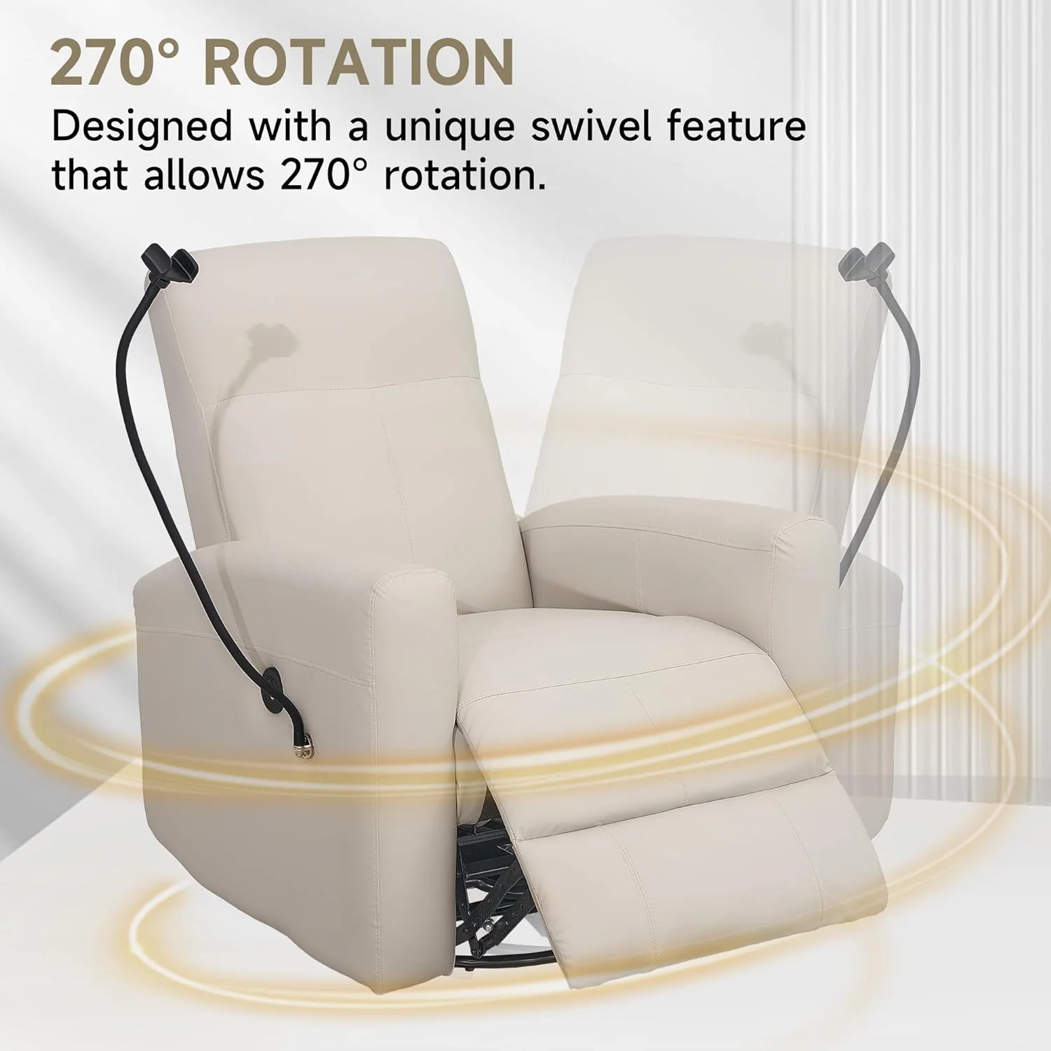 Alwalue Swivel Rocking Chair Power Recliner Chair with USB Port Side Pocket and Phone Holder Rocker Glider for Nursery Living Room - Creamy White