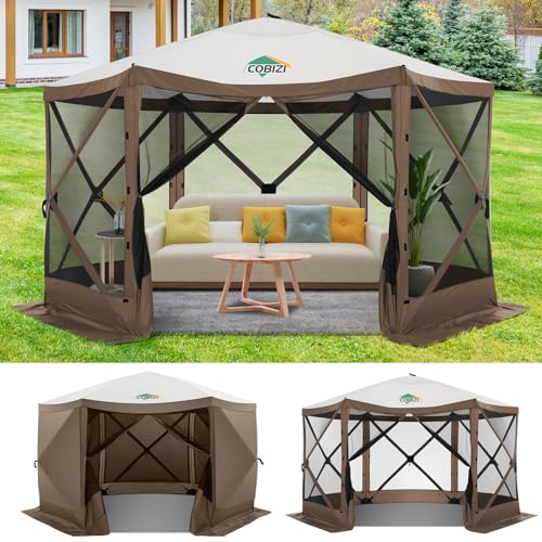 COBIZI 12x12ft Pop up Gazebo Screen Tent Screen House for Camping, Camping Outdoor Screened Gazebo, Canopy Tent