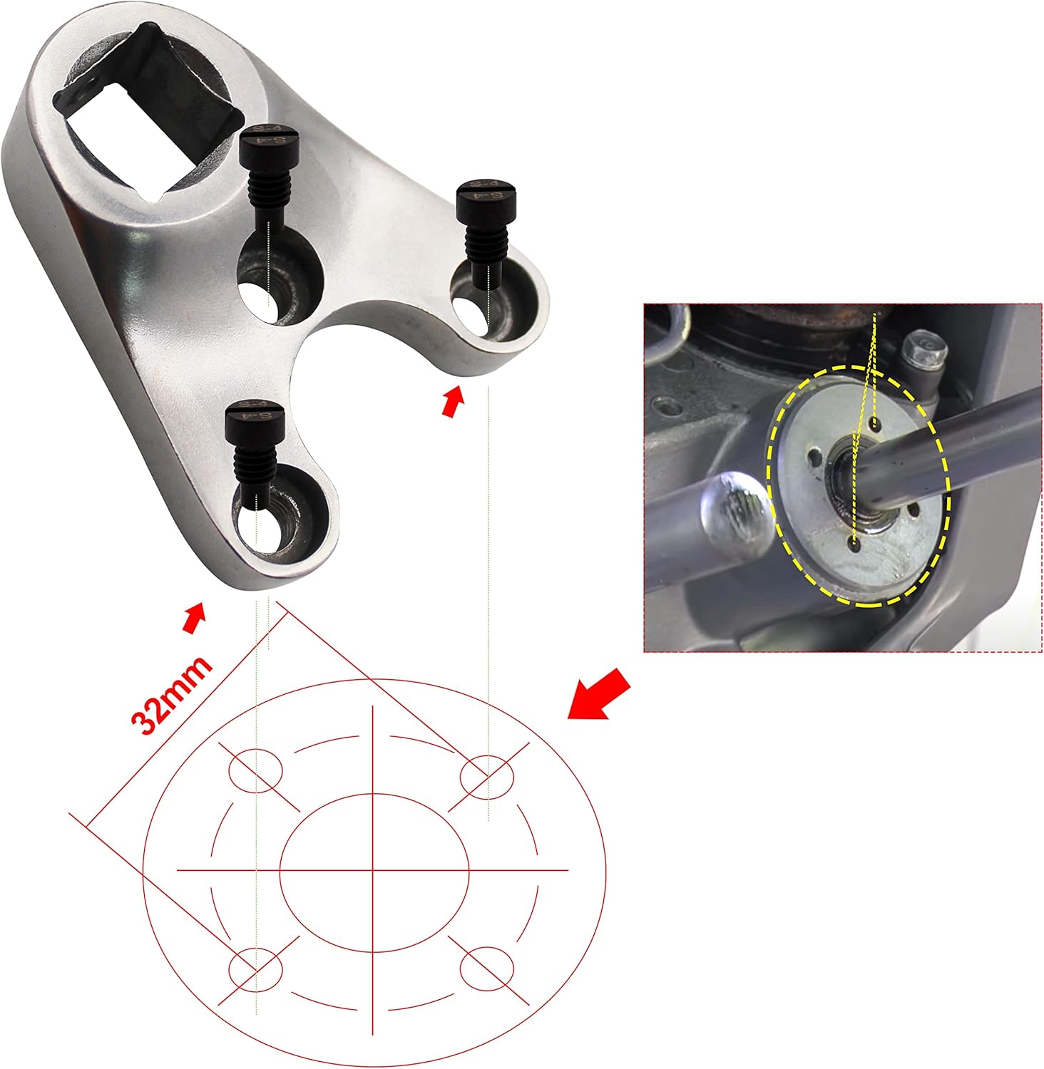 salangid Pin Wrench MT0006 32mm x 4mm/4.5mm Remove Trim/Tilt Caps on Hydraulic Cylinders, Compatible with Yamaha Suzuki Johnson Evinrude