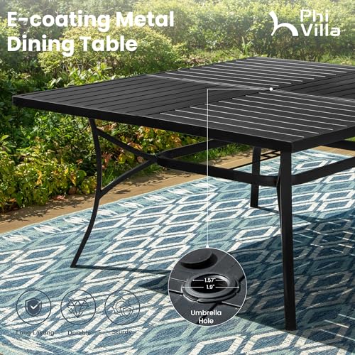 PHI VILLA 5 PCS Outdoor Patio Dining Set with Swivel Dining Chairs (Blue) and 37"x 37" Metal Steel Dining Table(1.57" Umbrella Hole)