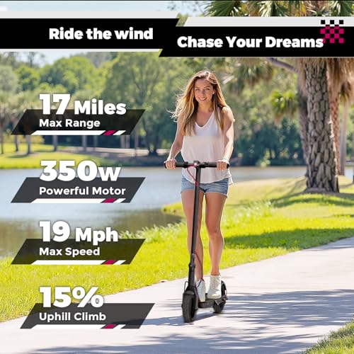Electric Scooter for Adults – 19MPH, 17-Mile Range, 430W Peak Motor