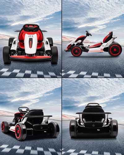 24V Go Kart for Kids 6-12 Year Old,Child Electric Drift Go-Kart with Music Mode,Electric Drifting Go Cart with Powerful Motor for 6+ Years Kid